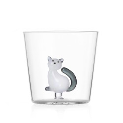 Verre Chat Blanc et Gris