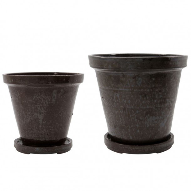 Set of 2 Pots with trays Flower