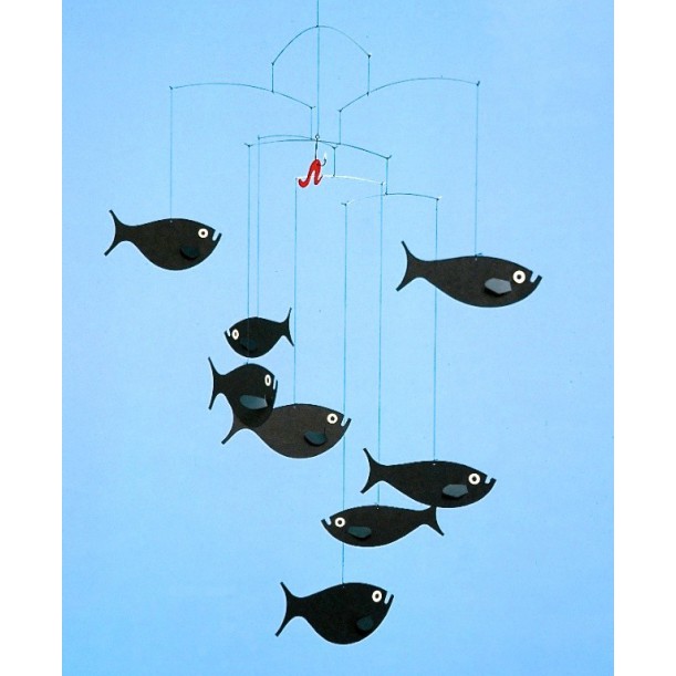 Mobile Poissons Sardines - Déco Mer Océan En Liège Et Fer - Neuf