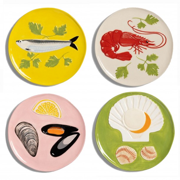 Assiettes Fruits de Mer Lot de 4