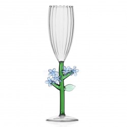 Flûte à Champagne Fleur Bleue clair