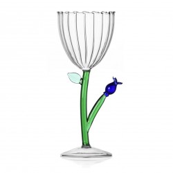 Stemmed Glass Blue Flower