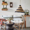 Pendant light striped natural fiber