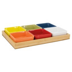 Tray and set of 6 bowls multicolor