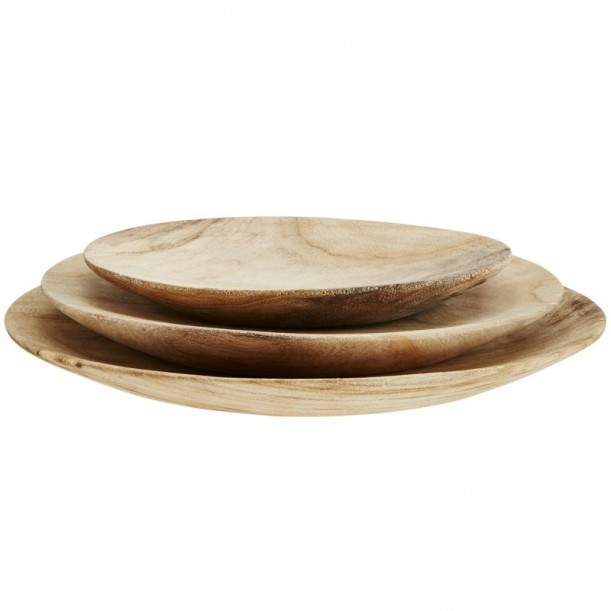 Lot de 3 assiettes en bois