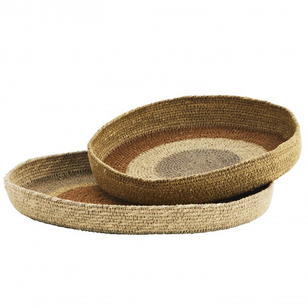 Lot de 2 plateaux en fibre naturelle