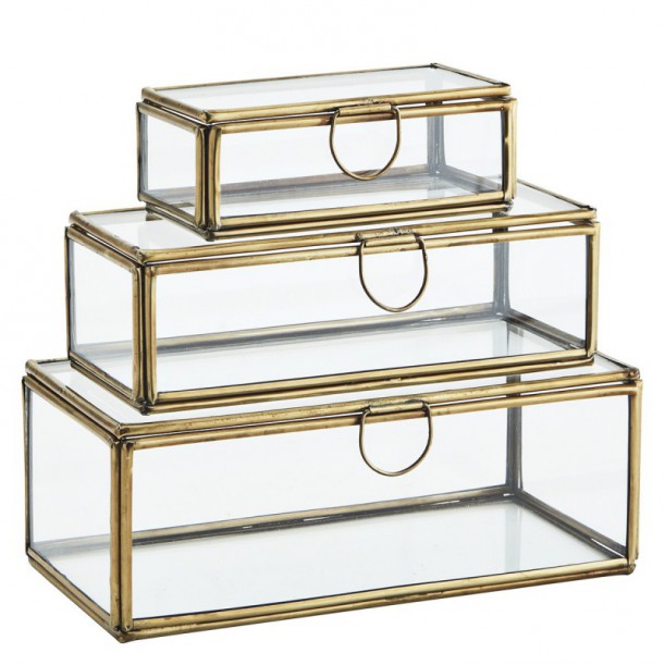Lot de 3 boites en verre rectangulaires