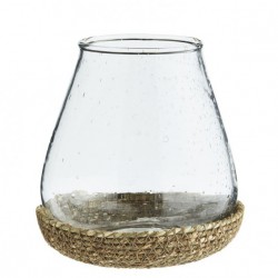 Photophore en verre et jute Votive h 12 cm