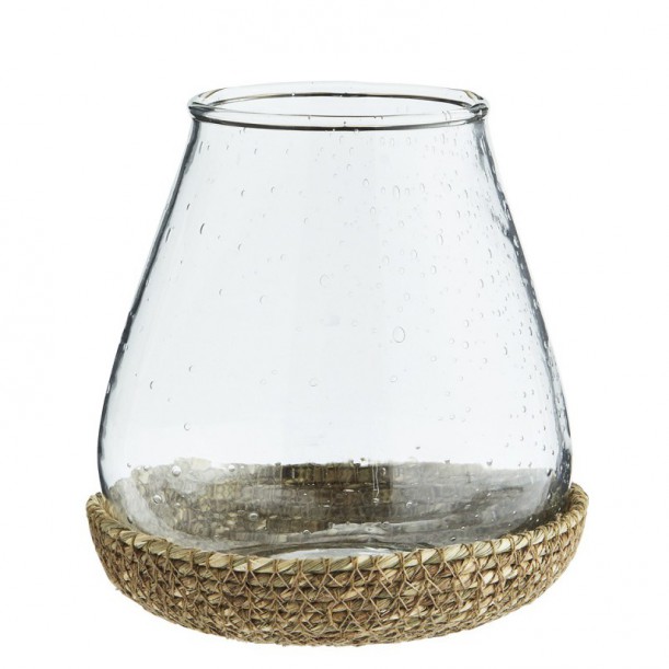 Photophore en verre et jute Votive h 12 cm