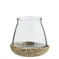Photophore en verre et jute Votive h 10 cm