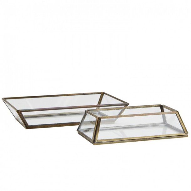 Lot de 2 plateaux en verre