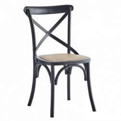Chaise en bois et rotin h 87 cm - Noir