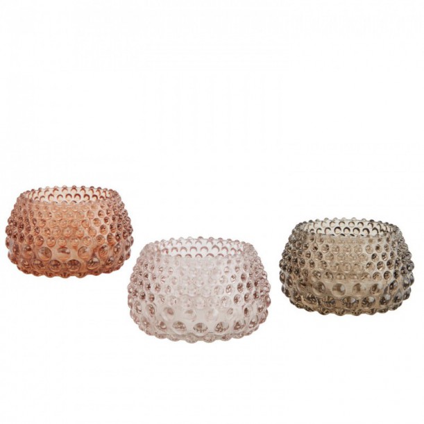 Lot de 3 photophores en verre Colour