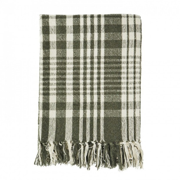 Plaid en coton recyclé à carreaux 125 x 175 cm