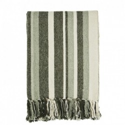 Plaid en coton recyclé rayé