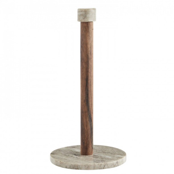 Porte essuie-tout en marbe et bois