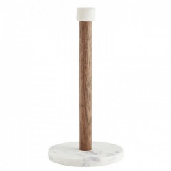 Porte essuie-tout en marbe et bois - White Marble 