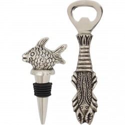 Ouvre bouteille et bouchon Fish - Silver