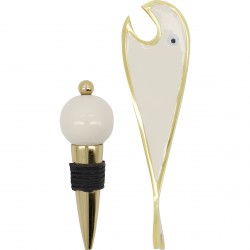 Ouvre bouteille et bouchon Open - Blanc