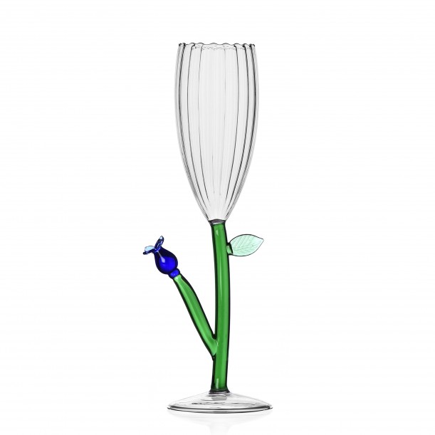 Champagne Flute Blue Flower