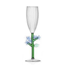 Flûte à Champagne Fleur Bleue clair