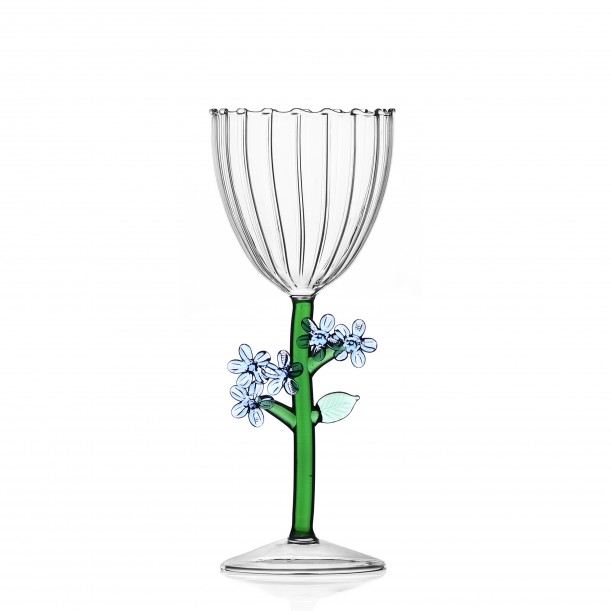 Verre à Pied Fleur Bleue clair
