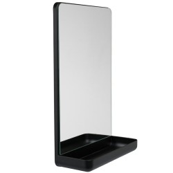 Miroir avec étagère en acier - Noir