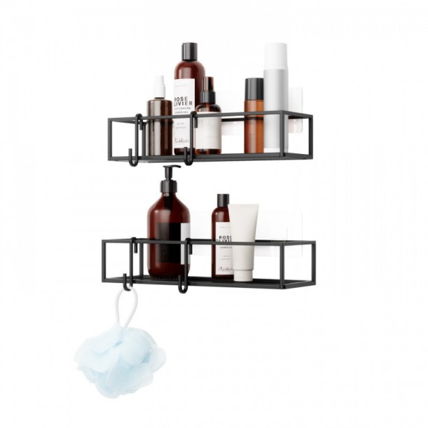 Lot de 2 étagères de douche à ventouse Cubiko