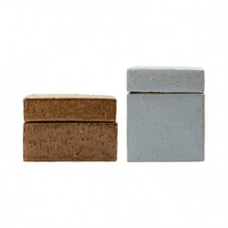 Lot de 2 boîtes de rangement en grès Treasure