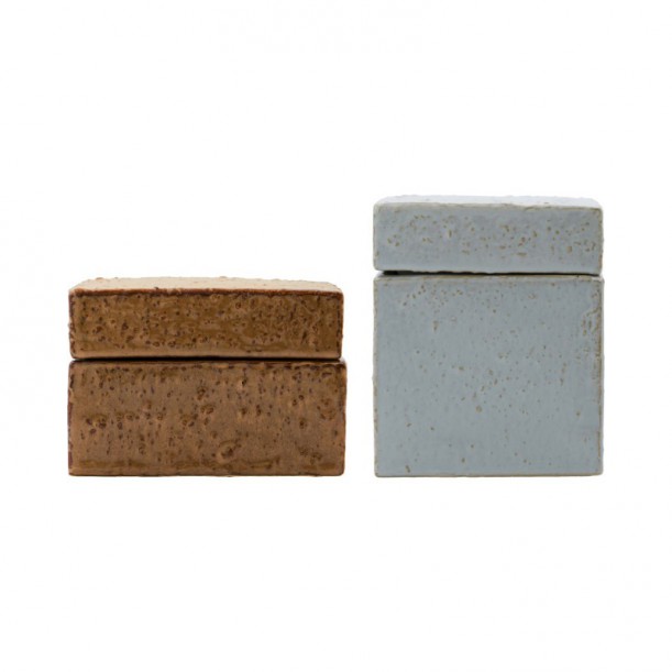 Lot de 2 boîtes de rangement en grès Treasure