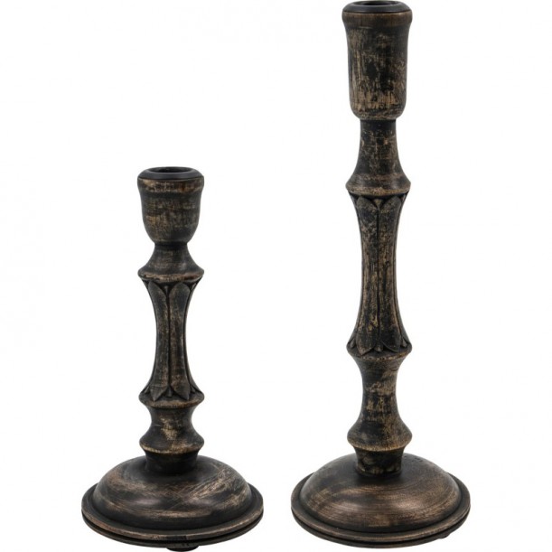 Lot de 2 bougeoirs en bois de manguier Rise