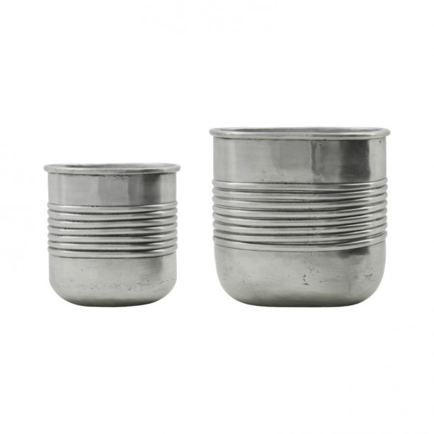 Lot de 2 cache pots en métal Groove