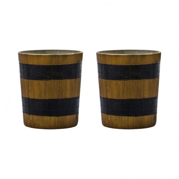 Lot de 2 photophores Stripe 6x7 cm