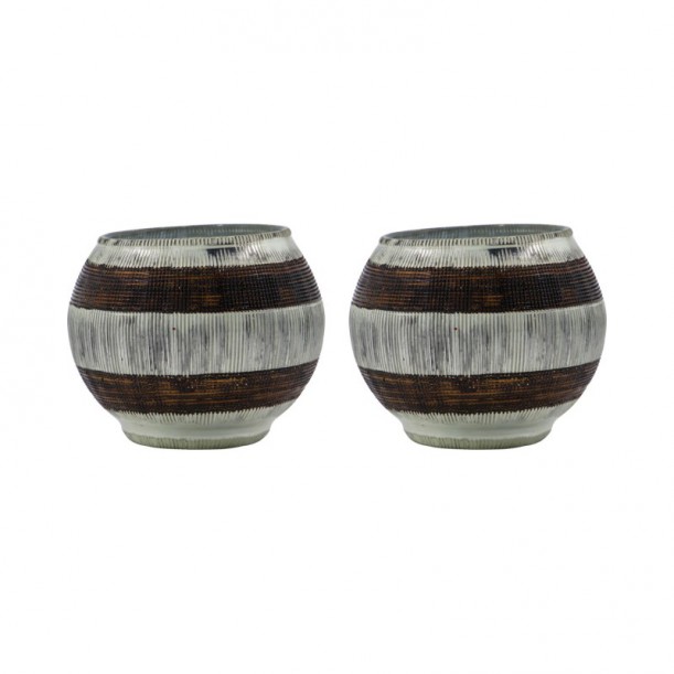 Lot de 2 photophores Stripe 9x7 cm