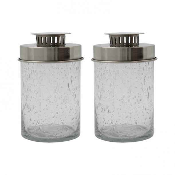 Lot de 2 lanternes en verre Omay
