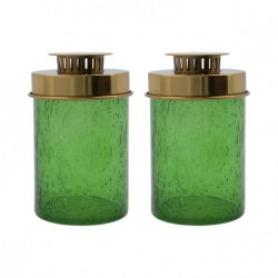 Lot de 2 lanternes en verre Omay - Vert