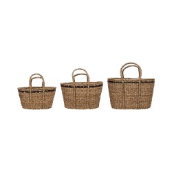 Lot de 3 paniers en jonc de mer Laine 48x36 cm