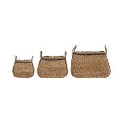 Lot de 3 paniers en jonc de mer Laine 40x40 cm