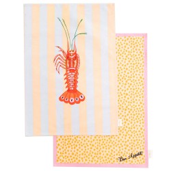 Lot de 2 torchons en coton Homard