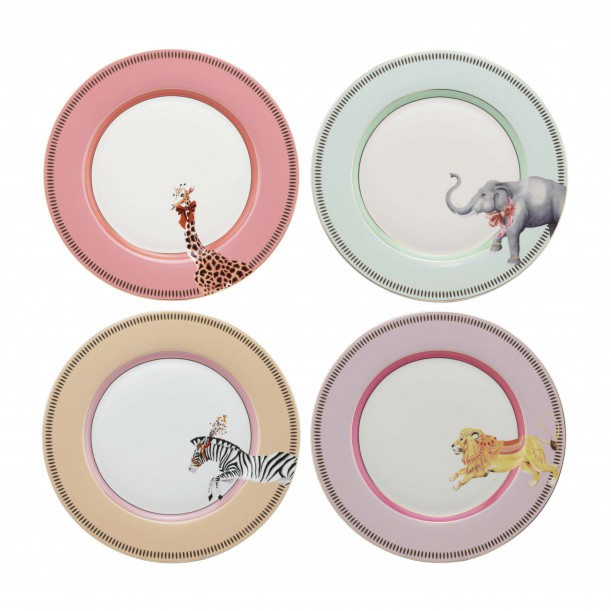 Coffret 4 assiettes Animal Magic 20 cm