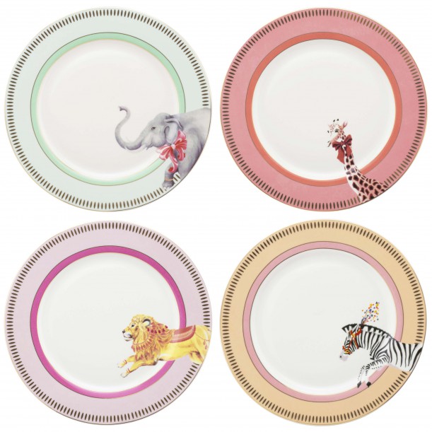 Coffret 4 assiettes Animal Magic 26 cm