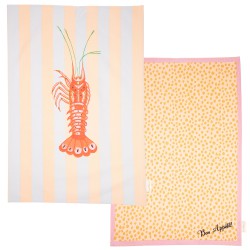 Lot de 2 torchons en coton Homard