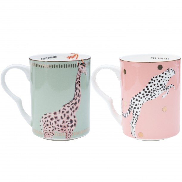 Coffret de 2 mugs Guepard et Girafe Carnival