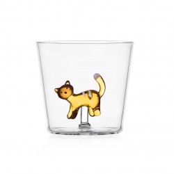 Verre chat ambre Tabby Cat