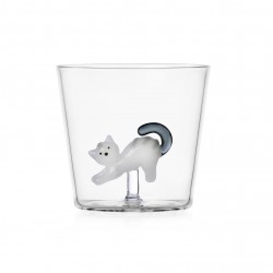 Verre chat blanc et gris Tabby Cat