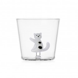 Verre chat noir et blanc Tabby Cat