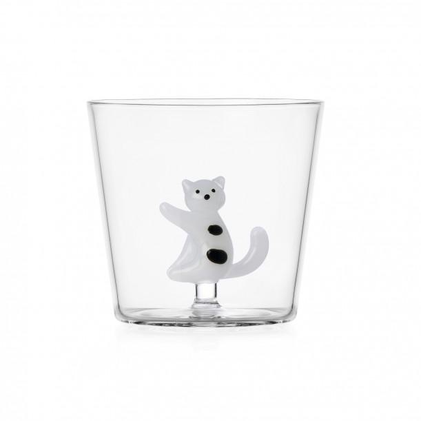 Verre chat noir et blanc Tabby Cat