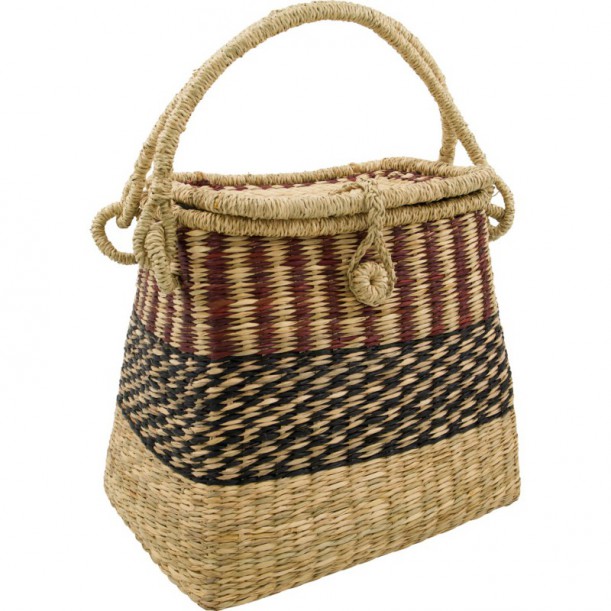 Panier de rangement en jonc de mer