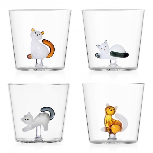 Lot de 4 verres chat Tabby Cat 1