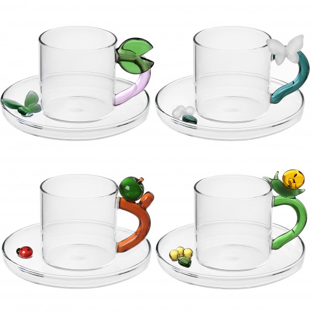 Lot de 4 tasses Fruits and Flower